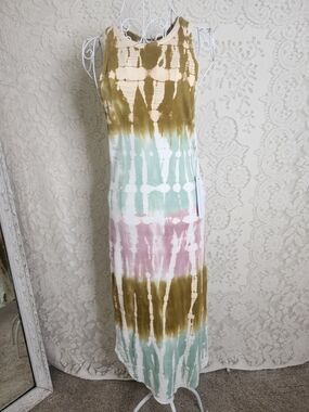 Young Fabulous & Broke Olive, Mint & Blush Tie-Dye Tank Maxi Dress